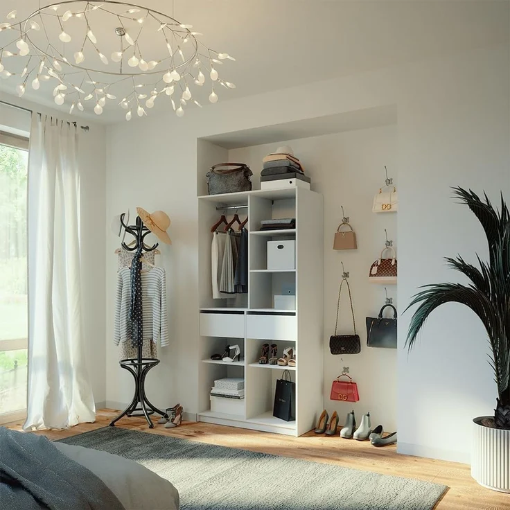 Kleiderschrank Elmo Weiß 100 x 200 cm mit 2 Schubladen Vicco – Bild 2