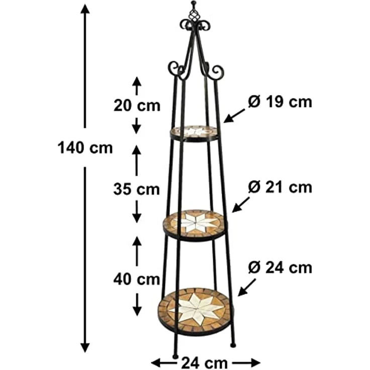 DanDiBo Blumenregal Mosaik Rund 140 cm Blumentreppe 12009 Blumenständer Blumensäule Pflanzenständer Groß – Bild 2