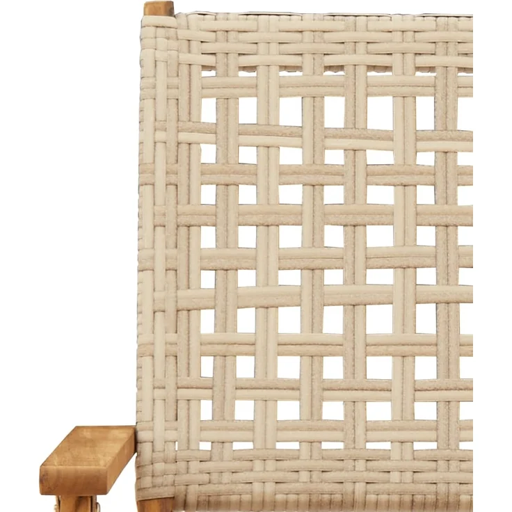 vidaXL Gartenstühle 4 Stk. Klappbar Beige Poly Rattan & Massivholz 3214562 – Bild 8