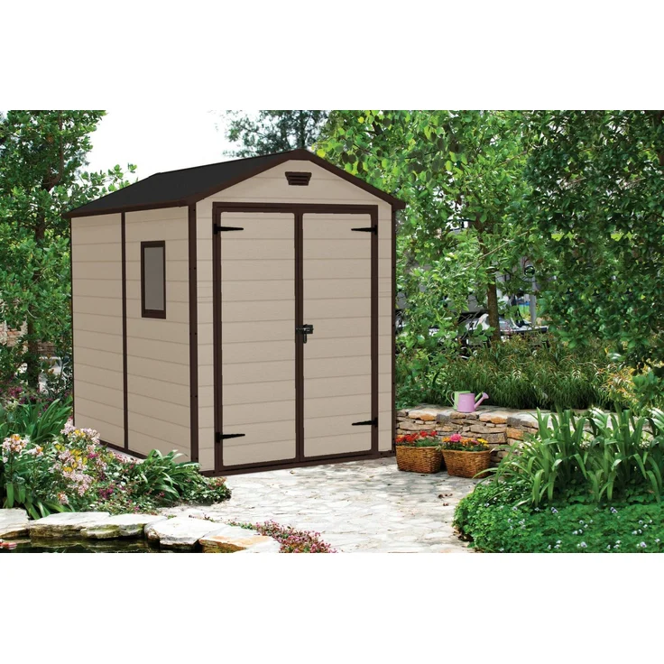 Dmora Gartenhaus Cranbrook, Gartenhütte, Gartenhaus, Werkzeugschuppen, 186x237 h227 cm, Beige – Bild 5