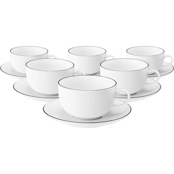 Seltmann Weiden Lido Black Line Milchkaffeetasse mit Untertasse 350 ml 6er Set – Bild 2