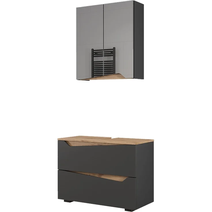 Badmöbel-Set Marelle Anthrazit/Artisan-Eiche 2-teilig Vicco – Bild 1