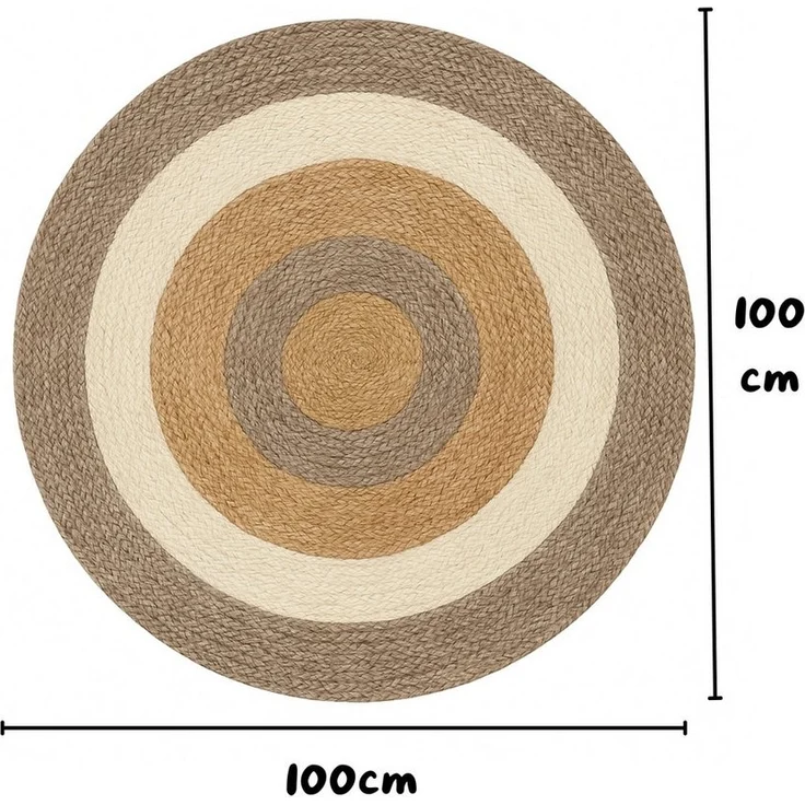 Wohnando Teppich MY-RUG Teppich Jute Balance, aus 100% Jute 100x100 cm, Rund, Höhe: 10 mm, handgewebt, Natürliches Material, Boho-Stil, wendbar – Bild 2