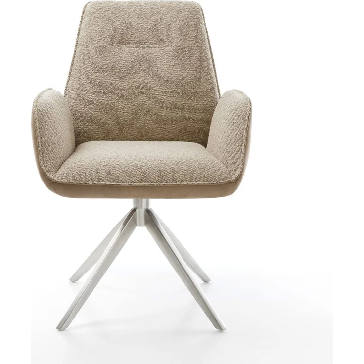 Drehstuhl Zoa-Flex Materialmix Schlamm Kreuzgestell breit Edelstahl 360° drehbar Taschenfederkern – Bild 2