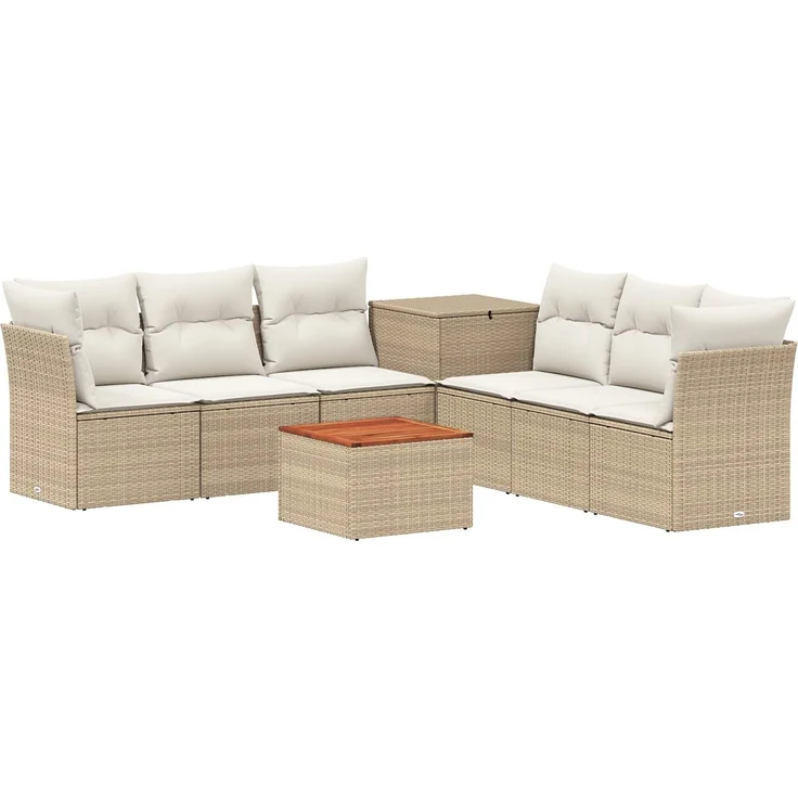 vidaXL Sofa Set 8 stk. Beige und Cremeweiß Polyrattan und Stahl 3448288 – Bild 2
