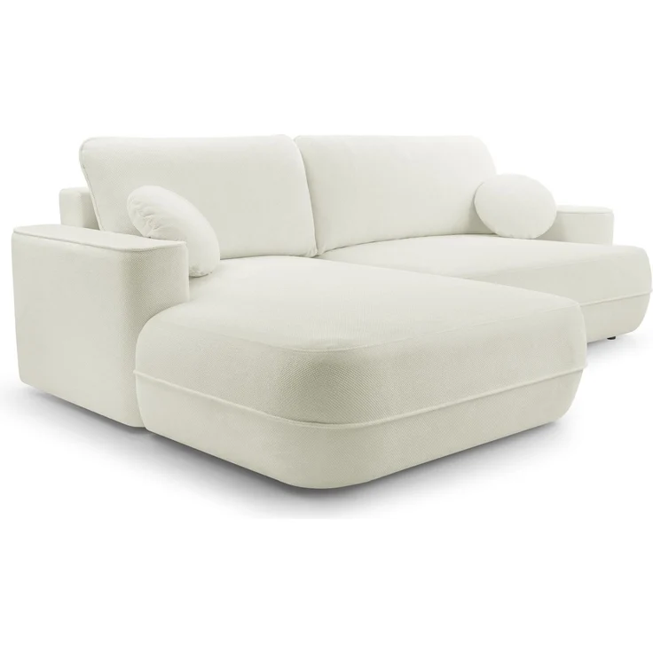 Selsey 'Fuerro' Ecksofa mit Schlaffunktion, Bettkasten, Ottomane links,Strukturstoff wasserabweisend, Weiß – Bild 5