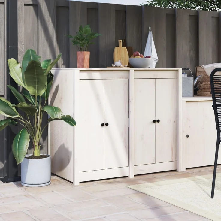 vidaXL Türen für Outdoor-Küche MEPPEL 2 Stk. Weiß 50 x 9 x 82 cm Massivholz Kiefer 832360 – Bild 1
