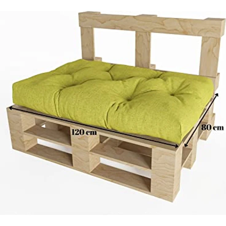 chilly pilley Palettenauflage Schaumflocken palettenkissen Palettenpolster Palettenmöbel Palettensofa Rückenlehne Sitzkissen Seitenkissen Set (3er Set Grün) – Bild 7