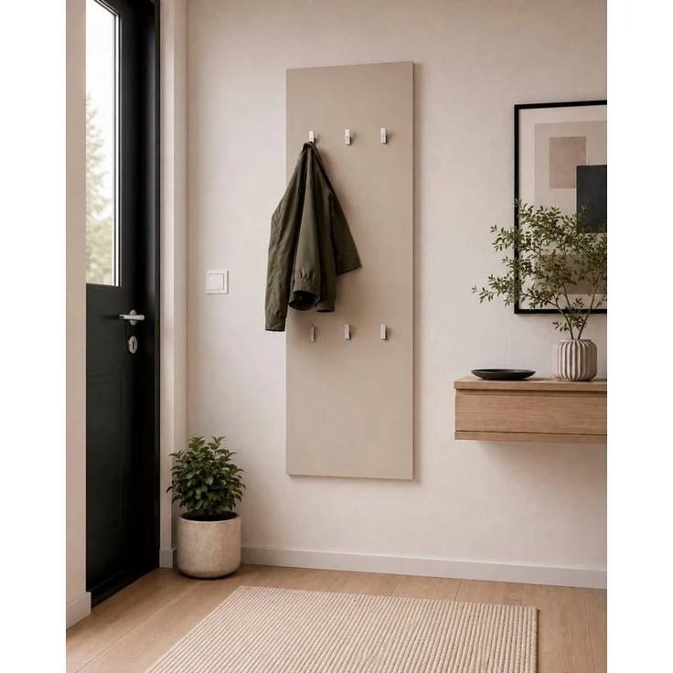 borchardt Möbel Garderobenpaneel Vaasa, 123x45cm mit Metallhaken, Garderobe hängend, 6 Haken, Wandgarderobe – Bild 1