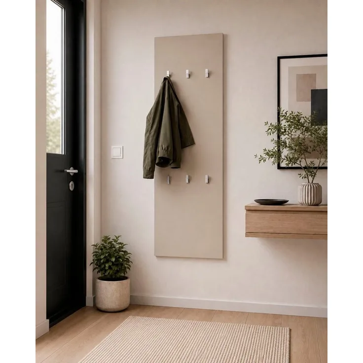 borchardt Möbel Garderobenpaneel Vaasa, 123x45cm mit Metallhaken, Garderobe hängend, 6 Haken, Wandgarderobe