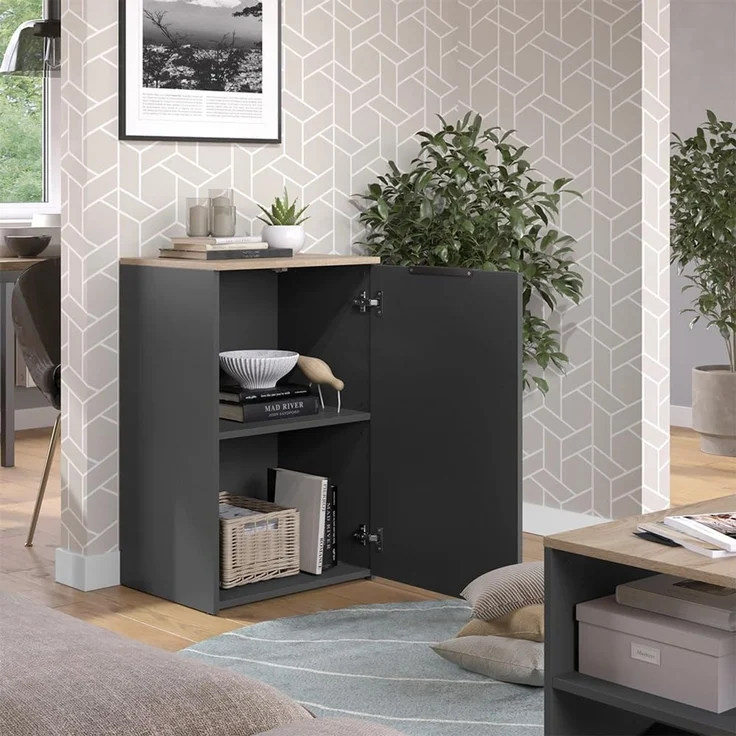 Kommode Wido Anthrazit 50 x 80 cm mit Regal Vicco – Bild 5