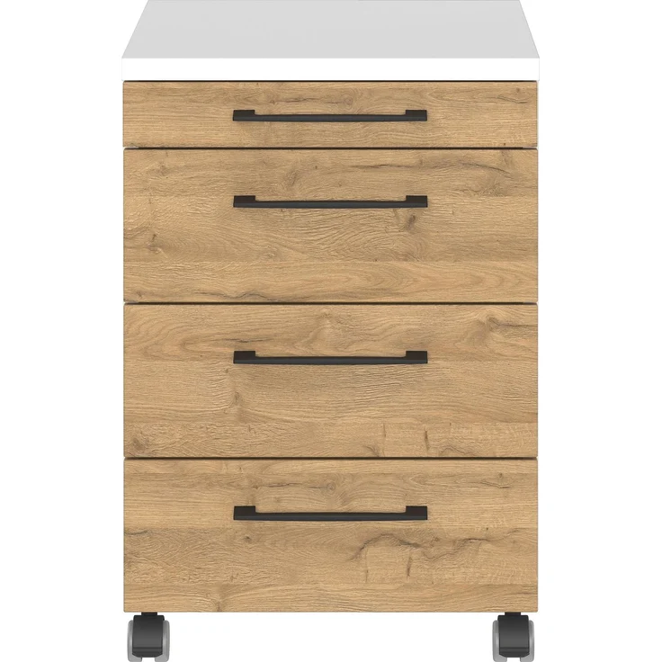 Germania GW-PROFI 3.0 Rollcontainer 4251, Weiß/Grandson-Eiche-Nb, 42 x 61 x 49 cm (BxHxT) – Bild 2
