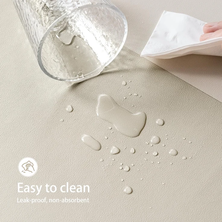 ABC 4-teiliges waschbares Platzset aus PU-Leder, 43 x 30 cm, hitzebeständig, rutschfest, für Küchen- und Esstische, beige – Bild 4