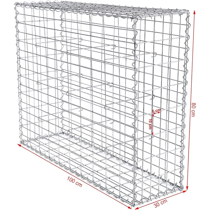 SONGMICS Gabionenkörbe, verzinkt, Metall silber, 100 x 80 x 30 cm, 10 Stück – Bild 5