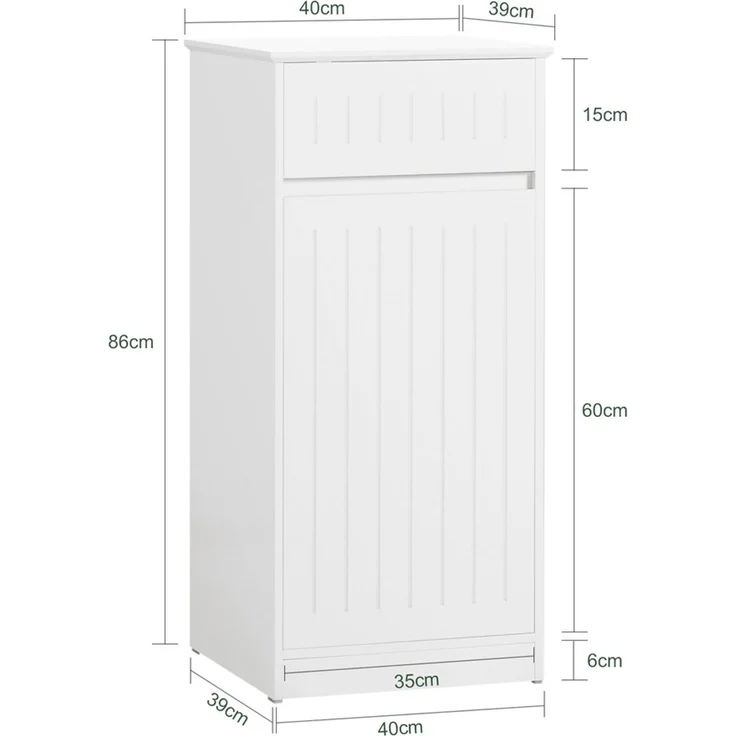 SoBuy BZR110-W Wäscheschrank, MDF, Lackiert, Weiß, 40 x 90 x 35 cm – Bild 3