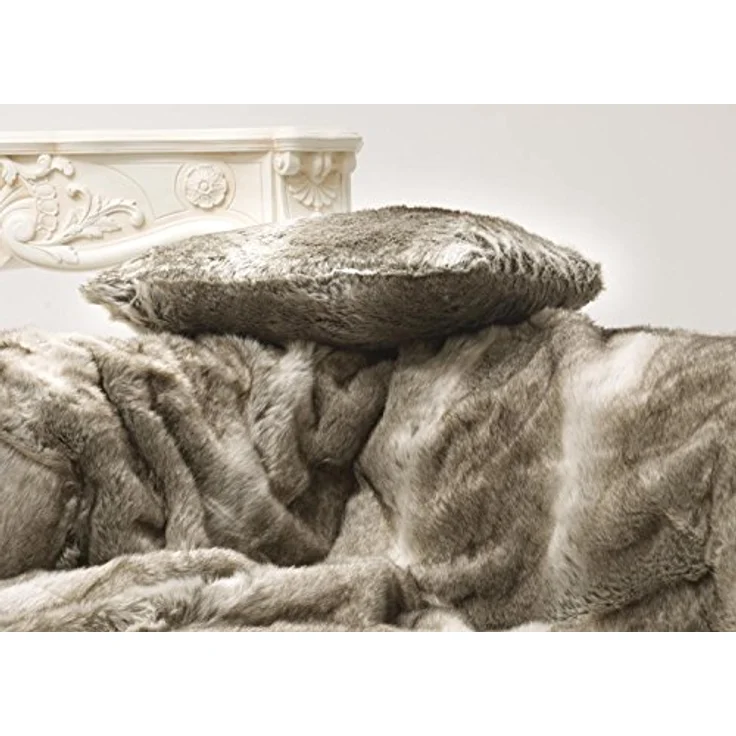 Wohnen und Accessoires GmbH & Co. KG Fellkissen Fellkissen (Kunstfell) Bär braun-creme mit grauem Unterfell 45x45cm, Felloptik – Bild 3