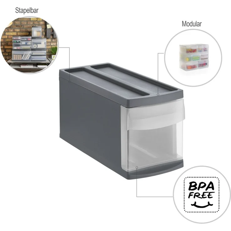 Rotho Schubladenbox Mono Systemix Slim 1 Schub anthrazit – Bild 3
