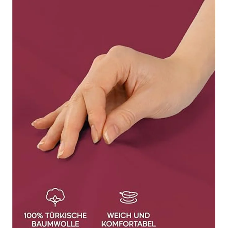 Twinzen® Kissenbezug 40x70 (2er-Set) - 100% Jersey Baumwolle 150 GSM Kissenbezüge - Burgunderrot - Für Kissenbezüge 40x70 cm - Kissenhülle - Kissenbezug mit Reißverschluss - Oeko-Tex Zertifiziert – Bild 3