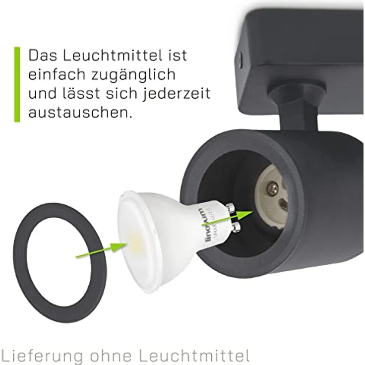 linovum LED Aufbaustrahler TENJO Deckenstrahler 3 flammig schwarz Spots drehbar & schwenkbar, Leuchtmittel nicht inklusive – Bild 6