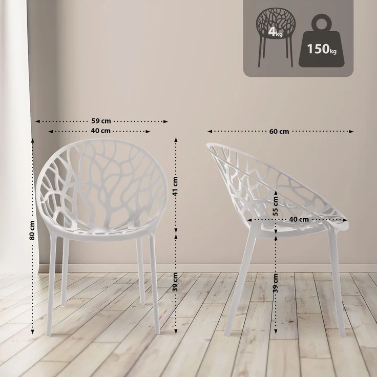CLP Sitzgruppe Hoscana Set Tisch Lacota Stühle Hope wetterfest und UV-beständig,weiß – Bild 4
