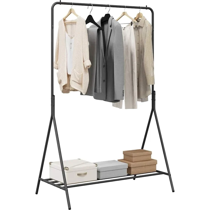 vidaXL Kleiderständer mit Speicher Schwarz 100 x 56 x 154 cm Stahl 868444 – Bild 2