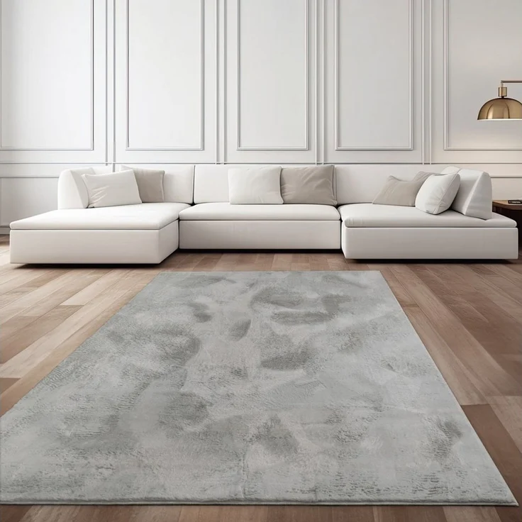 TaCa Home Teppich Flauschiges Hasenfell Imitat, rechteckig, Höhe: 14 mm, Wohnzimmer Schlafzimmer Esszimmer Kinderzimmer, Grau - 60 x 90 cm – Bild 2