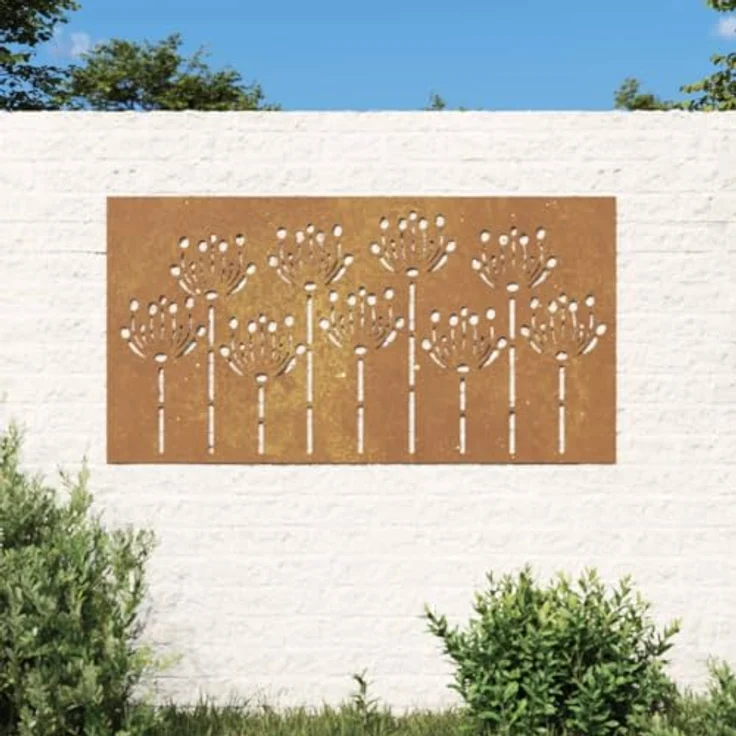 vidaXL Garten-Wanddeko, 105x55 cm Cortenstahl mit Blumen-Design, wetterfest und korrosionsbeständig – Bild 2