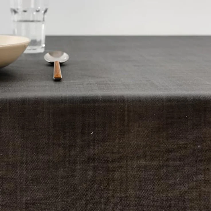 BL BELUM Belum Tischdecke, XL, 250 x 180 cm, harzbeschichtet, 100 % Bio-Baumwolle, harzbeschichtete Tischdecke, groß, rechteckige Tischdecke ohne Steifigkeit, wasserdichte Tischdecke, Schwarz – Bild 3