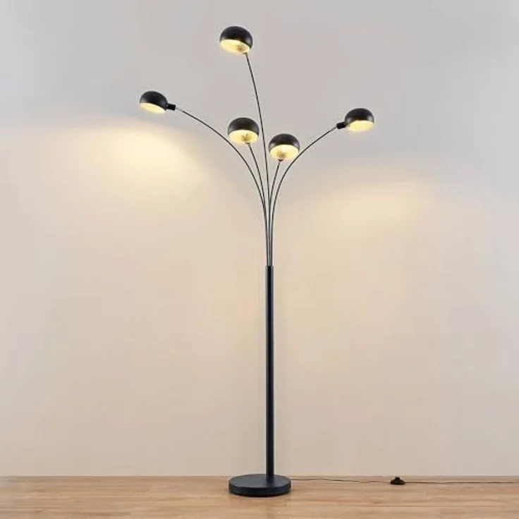 Lindby Stehlampe Jewa, Metall, Schwarz IP20, 5 x 10 W LED – Bild 5