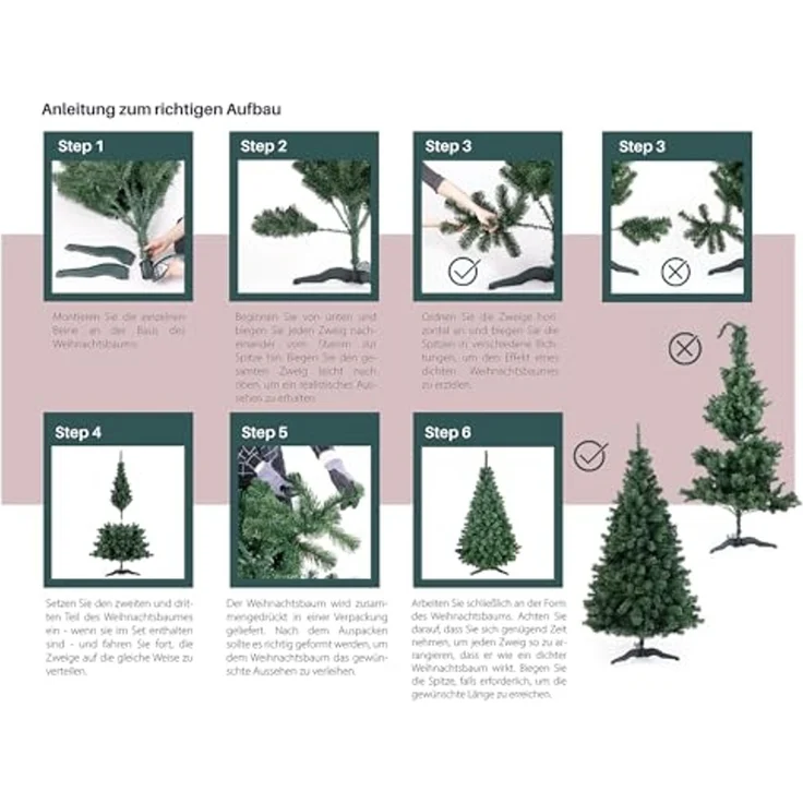Künstlicher Weihnachtsbaum 120 cm Grün Tannenbaum Christbaum Tanne Unecht Weihnachtsdeko DecoKing Lena – Bild 6