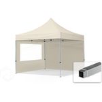 3x3 m Faltpavillon, ECONOMY Alu 32mm, Seitenteile mit Panoramafenster, creme