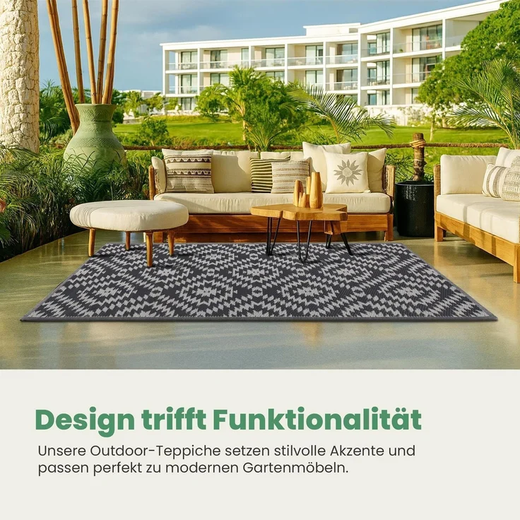 Bestlivings Outdoor Teppich Wetterfest und UV-Beständig ( 80x250cm / Karo ) Teppich aus Kunststoff für Garten, Balkon, Terrasse - Outdoorteppich – Bild 3