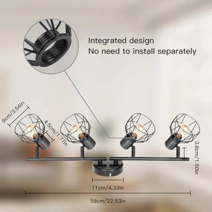 Dehobo Led Deckenstrahler Schwenkbar 350° - Deckenleuchte E14 4 Flammig Rund - Deckenlampe Spots Led Schwarz - Küchenlampe Wohnzimmerlampe Deckenspot Schlafzimmer – Bild 4