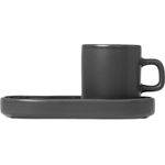 blomus Espressotasse PILAR, 4-tlg, Keramik, 2 Tassen, 2 Untertassen
