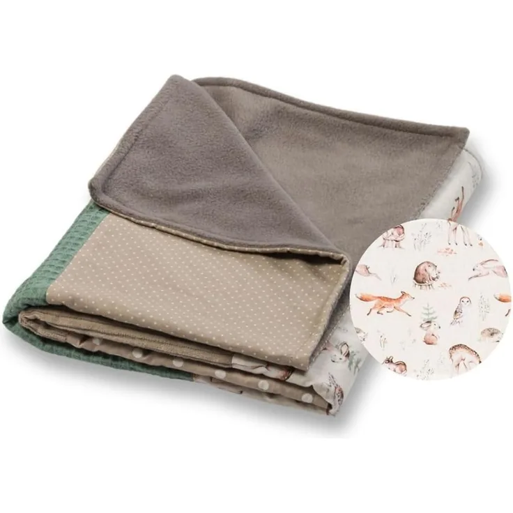 ULLENBOOM Babydecke 70x100 cm, Waldfreunde (Made in EU) - Aus Baumwolle & flauschigem Fleece (OEKO-TEX Standard), Baby Decke Neugeborenen, ideal als Kinderwagendecke oder Kuscheldecke