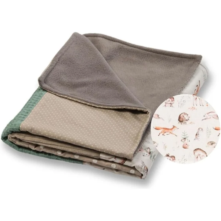 ULLENBOOM Babydecke 70x100 cm, Waldfreunde (Made in EU) - Aus Baumwolle & flauschigem Fleece (OEKO-TEX Standard), Baby Decke Neugeborenen, ideal als Kinderwagendecke oder Kuscheldecke – Bild 1