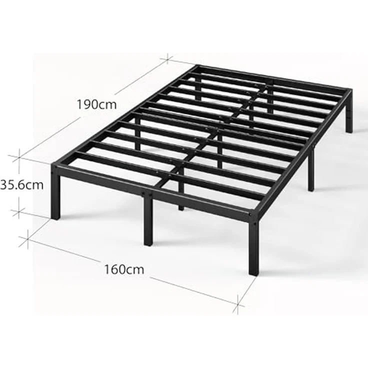 Zinus Elias Bett 160x190 cm – Bettgestell 36 cm hoch mit Stauraum unter dem Bett – Plattformbett aus Metall – Schwarz – Bild 3