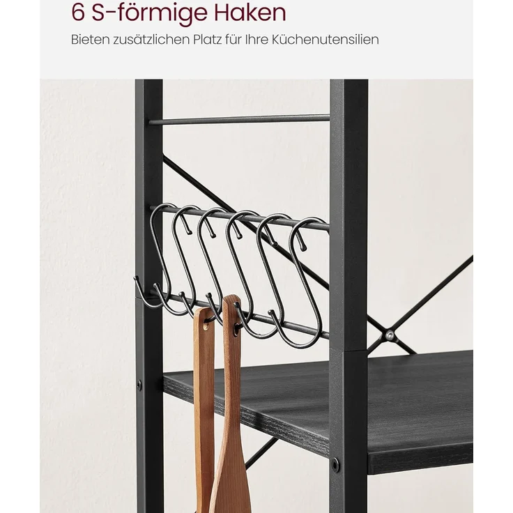 Songmics 'Vasagle' Servierwagen mit 3 Regalböden, Metall, ebenholzfarben-schwarz, 40 x 60 x 89 cm – Bild 8