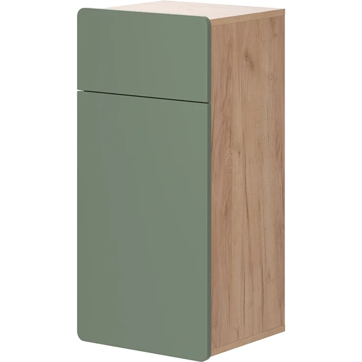 Midischrank Izan Grün/Goldkraft Eiche 36.6 x 76.6 cm mit Schublade und Tür Vicco – Bild 1