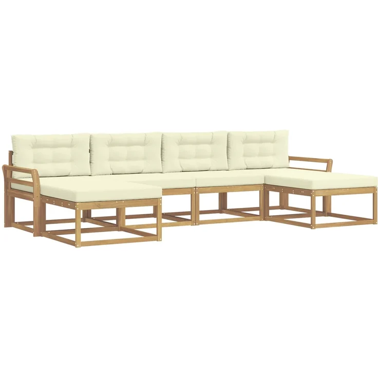 vidaXL Outdoor-Sofagarnitur 6 stk. Weiß und Creme 3386829 – Bild 2