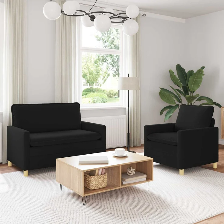 vidaXL Sofa Set 2 stk. Schwarz Stoff 3417039 – Bild 1