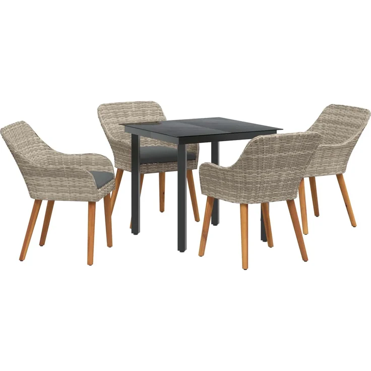 vidaXL Garten Essgruppe 5 stk. Hellgrau Poly-Rattan 3261713 – Bild 2