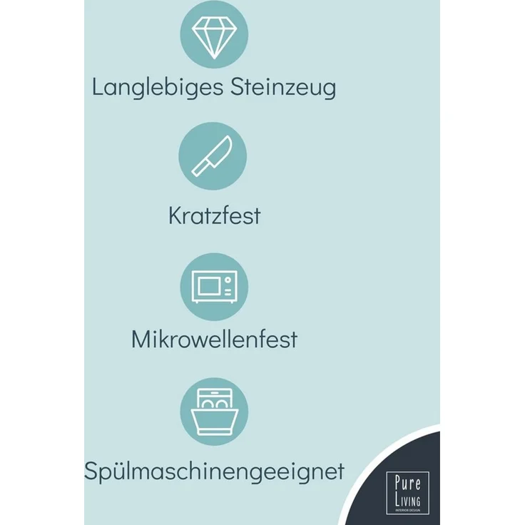 PURE LIVING INTERIOR DESIGN Geschirr-Set Rustic aus Steingut, 48-tlg, für 12 Personen, Mintgrün (48-tlg), 12 Personen, Steingut – Bild 4
