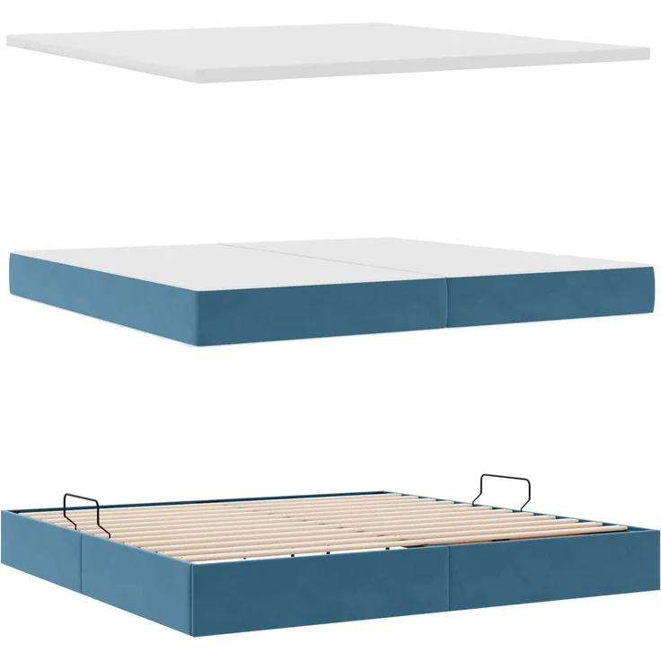 vidaXL Aufbewahrungsbett mit Kopfteil Dunkelblau 200 x 200 cm Samt 3370843 – Bild 7