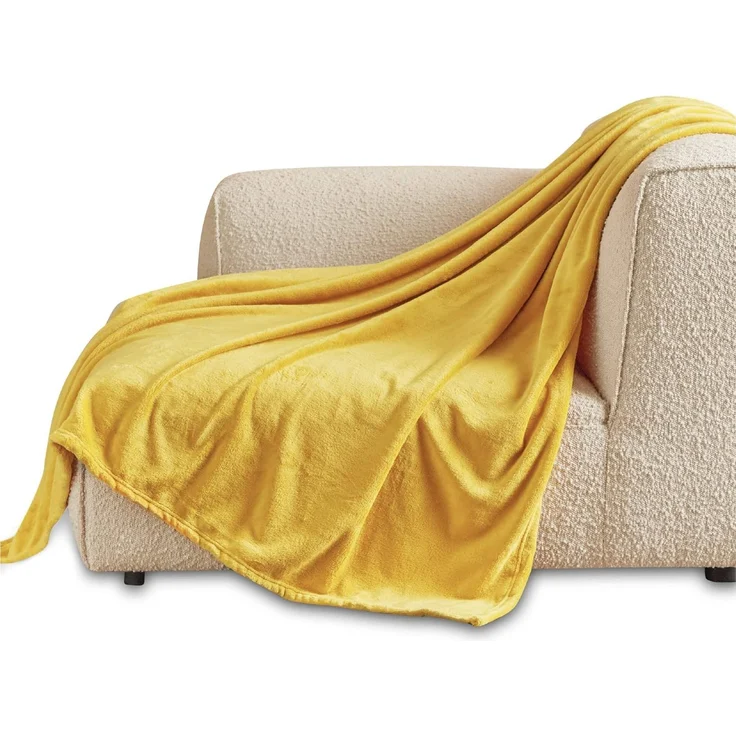 BEDSURE Kuscheldecke Flauschig Decke Fleecedecke - Wohndecke Warm Winter Weich, Sofadecke Kleine, Decke Couch Blanket, Kuscheldecke Kinder, Wohn- & Kuscheldecken 130x150 cm, Sofa überwurfdecke Gelb – Bild 2