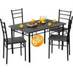 Casaria Essgruppe Leo, (5-tlg), mit 4 Stühlen Holz 5-tlg Set Metall 110x70cm Modern Esszimmer Küche