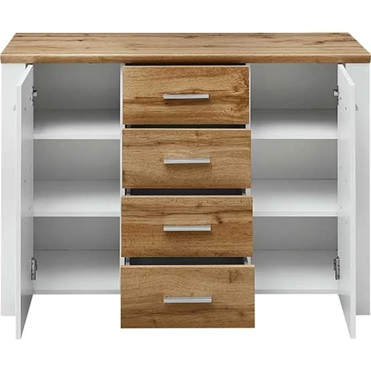 Kommode vito Materio, Holzwerkstoff, Metall, Weiß, Holzfarben, 122 x 86 x 39 cm – Bild 2