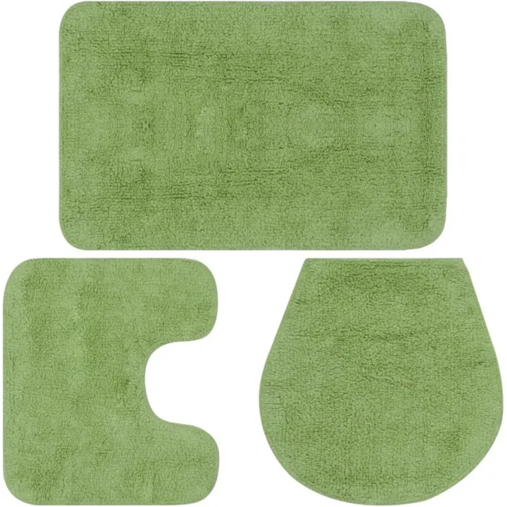 vidaXL Badematten-Set 3-tlg. Stoff Grün 133225
