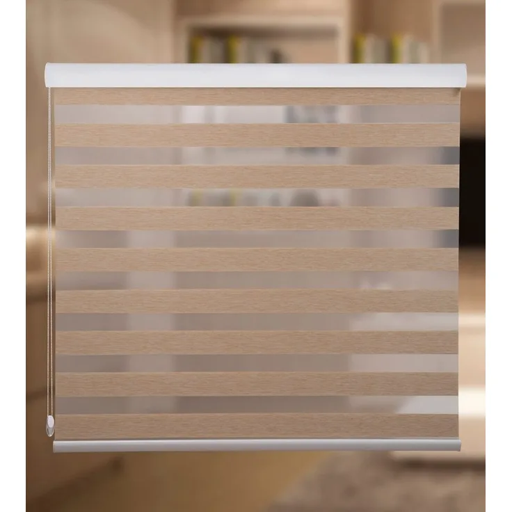 Doppelrollo Doppelrollo Duorollo mit Alu-Kassette in Beige, Plisseeonline, blickdicht, Wandmontage, Wand oder Decke, statisch haftend