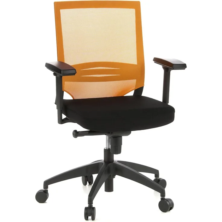 hjh OFFICE Profi Bürostuhl PORTO BASE Stoff Schwarz / Orange